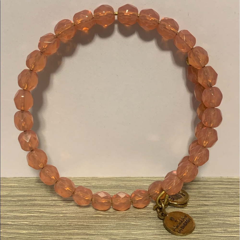 Pretty Alex & Ani Rafaelian Gold Vintage Sixty Six Wrap Bracelet w/Pink Beads